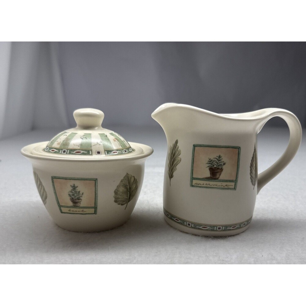 Pfaltzgraff Naturewood Sugar Bowl Creamer Set Portfolio USA Vintage Botanical